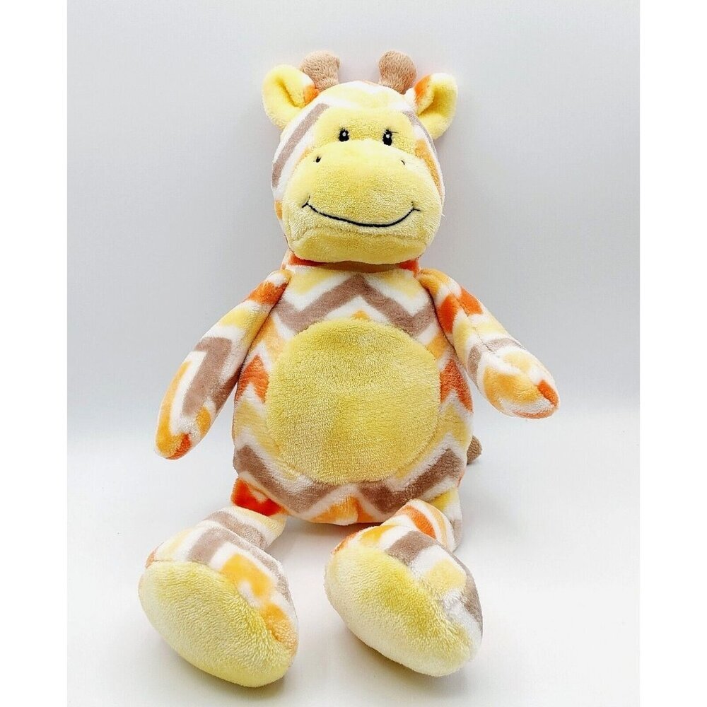 Little Miracles Yellow Orange Taupe Plush Giraffe Stuffed Animal Rattle 18"